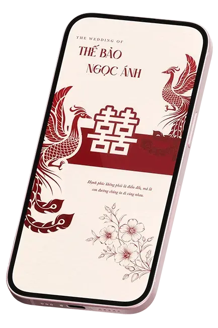 Mockup thiệp cưới online trên điện thoại